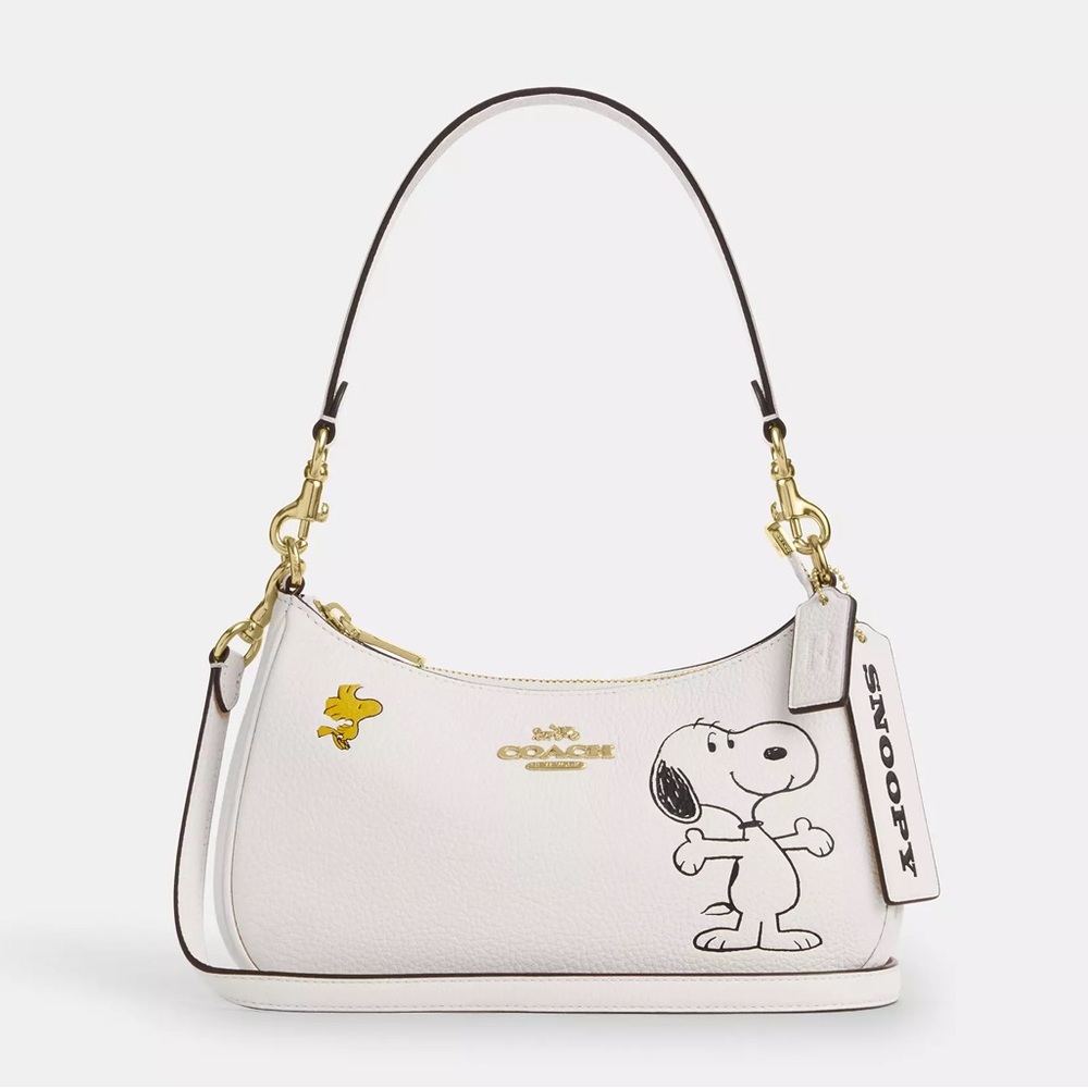 Coach X Peanuts Teri Shoulder Bag With Snoopy and Woodstock CBJ76